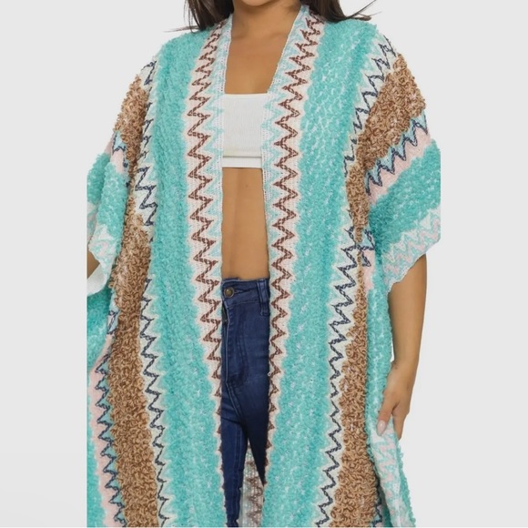 Boho Chic Chevron knit Kimono one size fit most - Picture 3 of 10